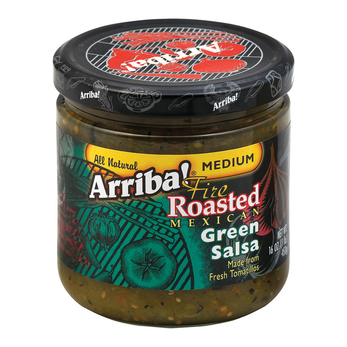 Arriba Roasted Green Salsa - Medium - Case Of 6 - 16 Oz.