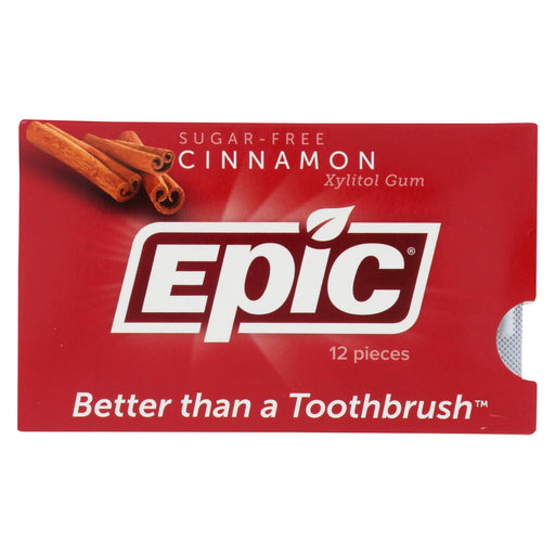 Epic Dental Cinnamon Gum - Xylitol Sweetened - Case Of 12 - 12 Pack