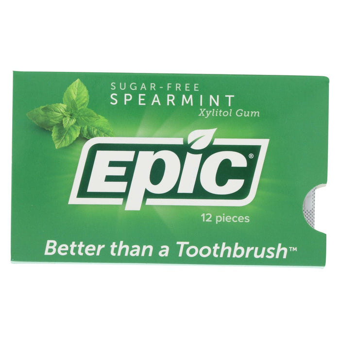 Epic Dental Spearmint Gum - Xylitol Sweetened - Case Of 12 - 12 Pack