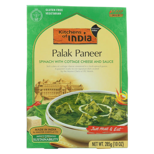 Kitchen Of India Dinner - Spinach With Cottage Cheese And Sauce - Palak Paneer - 10 Oz - Case Of 6