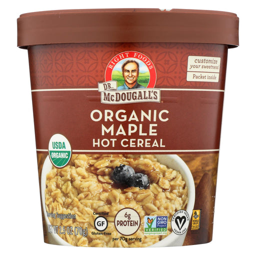 Dr. Mcdougall's Organic Maple Hot Cereal Cup - Case Of 6 - 2.5 Oz.