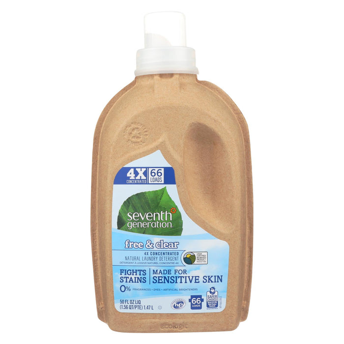 Seventh Generation Natural 4x Concentrated Laundry Detergent - Free And Clear - Case Of 6 - 50 Fl Oz.