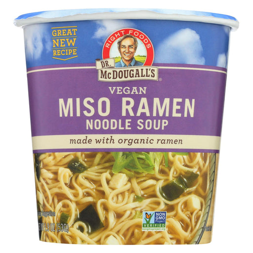 Dr. Mcdougall's Vegan Miso Ramen Soup Big Cup With Noodles - Case Of 6 - 1.9 Oz.