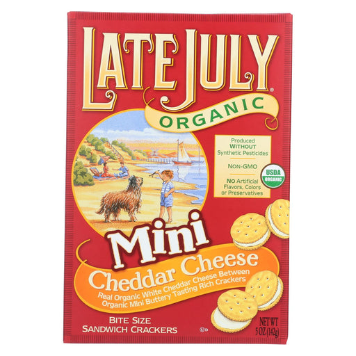 Late July Snacks Sandwich Crackers - Cheddar Cheese - Case Of 12 - 5 Oz.
