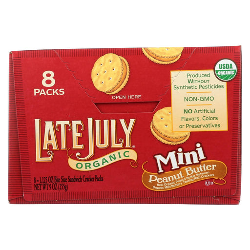 Late July Snacks Sandwich Crackers - Peanut Butter - Case Of 4 - 1.125 Oz.