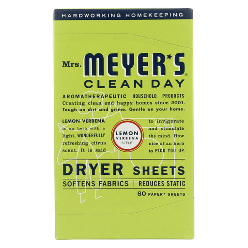 Mrs. Meyer's Clean Day - Dryer Sheets - Lemon Verbena - Case Of 12 - 80 Sheets