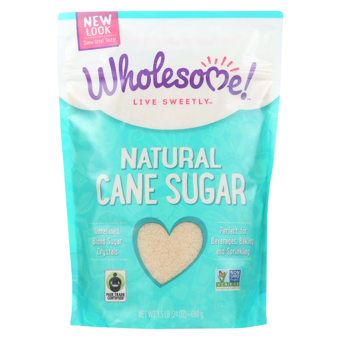 Wholesome Sweeteners Sugar - Natural Cane - Fair Trade - 1.5 Lbs - Case Of 12