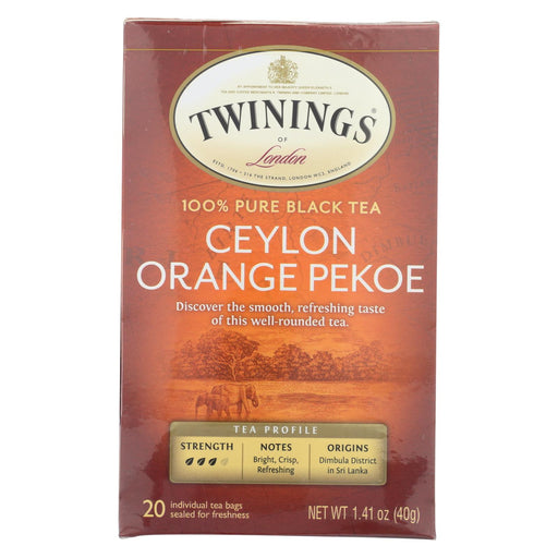 Twining's Tea Black Tea - Ceylon Orange Pekoe - Case Of 6 - 20 Bags