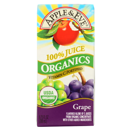 Apple And Eve Organics 100 Percent Juice - Grape - Case Of 9 - 200 Ml