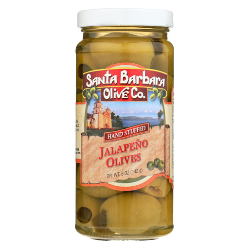 Santa Barbara Stuffed Olives - Jalapeno - Case Of 6 - 5 Oz.