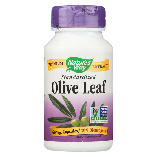 Nature's Way Olive Leaf Standardized 20% Oleuropein - 60 Vegetarian Capsules