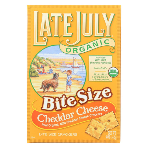 Late July Snacks Organic Bite Size Crackers - Cheddar Cheese - Case Of 12 - 5 Oz.