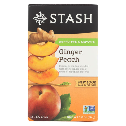 Stash Tea Ginger Peach Green W- Matcha - 18 Tea Bags - Case Of 6