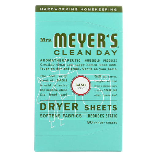 Mrs. Meyer's Clean Day - Dryer Sheets - Basil - Case Of 12 - 80 Sheets