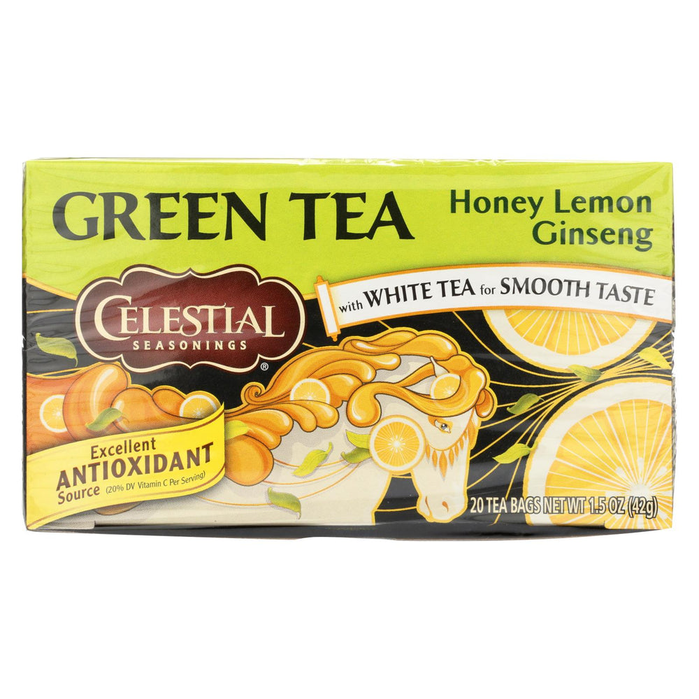 Celestial Seasonings Green Tea Honey Lemon Ginseng With White Tea - 20 Tea Bags - Case Of 6