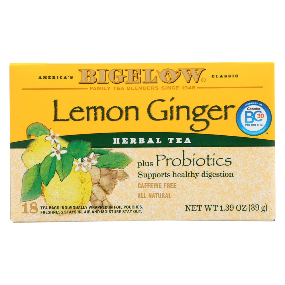 Bigelow Tea Herbal Tea - Plus Lemon Ginger - Case Of 6 - 18 Bag