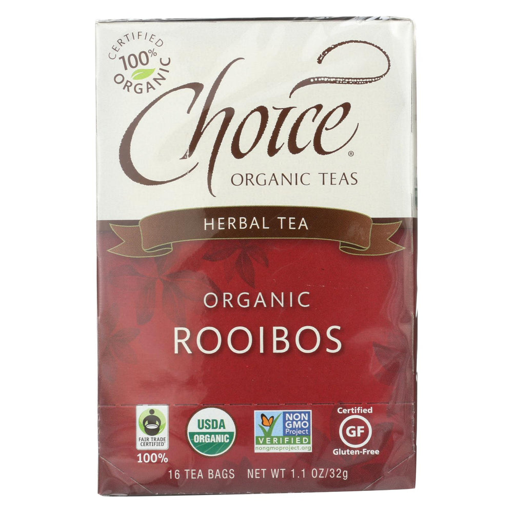 Choice Organic Teas Rooibos Red Bush Tea - 16 Tea Bags - Case Of 6