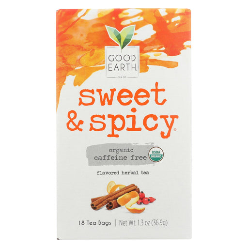 Good Earth Herbal Tea - Organic Sweet And Spicy Caffeine Free - Case Of 6 - 18 Bags