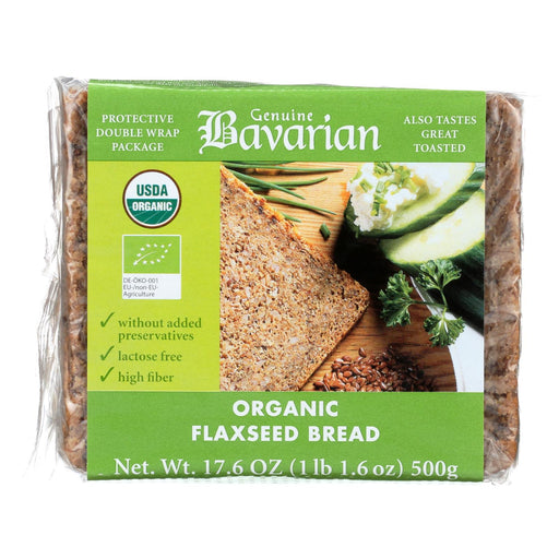 Genuine Bavarian Organic Bread - Flaxseed - Case Of 6 - 17.6 Oz.