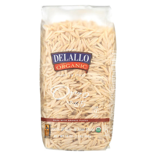 Delallo Organic Whole Wheat Orzo Pasta - Case Of 16 - 16 Oz.