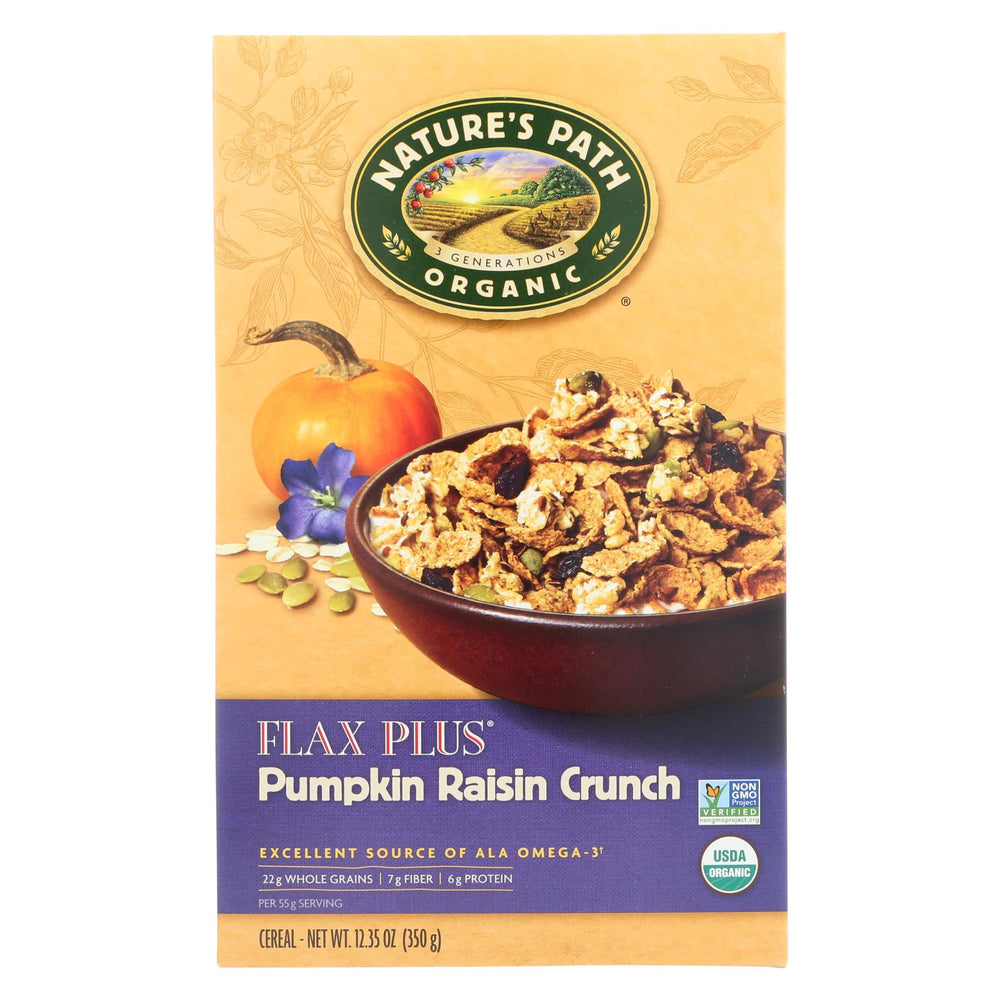 Nature's Path Organic Flax Plus Cereal - Pumpkin Raisin Crunch - Case Of 12 - 12.35 Oz.