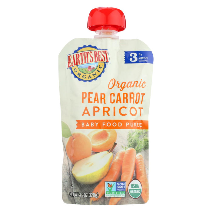 Earth's Best Organic Pear Carrot Apricot Baby Food Puree - Stage 3 - Case Of 12 - 4.2 Oz.