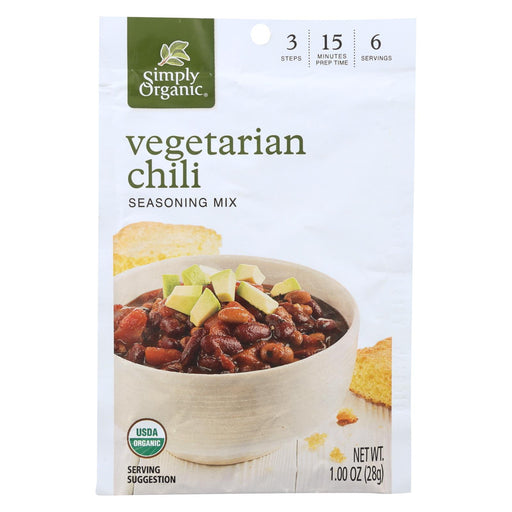 Simply Organic Seasoning Mix - Vegetarian Chili - Case Of 12 - 1 Oz.