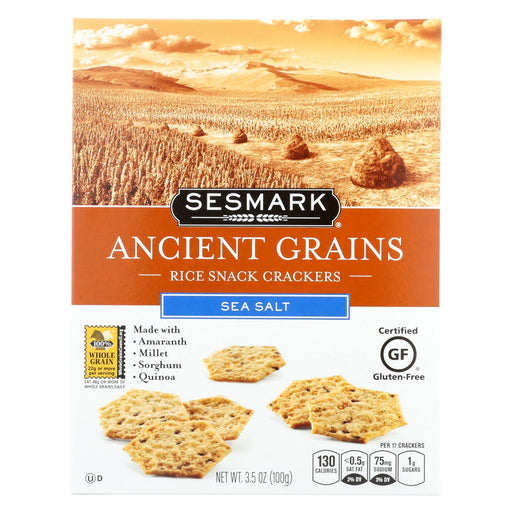 Sesmark Foods Ancient Grains Crackers - Sea Salt - Case Of 6 - 3.5 Oz.
