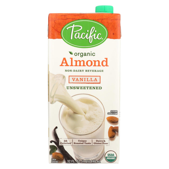 Pacific Natural Foods Almond Vanilla - Unsweetened - Case Of 12 - 32 Fl Oz.