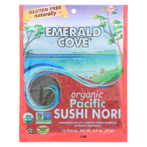 Emerald Cove Organic Pacific Sushi Nori - Toasted - Silver Grade - 10 Sheets - Case Of 6