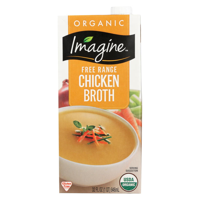 Imagine Foods Chicken Broth - Free Range - Case Of 12 - 32 Fl Oz.