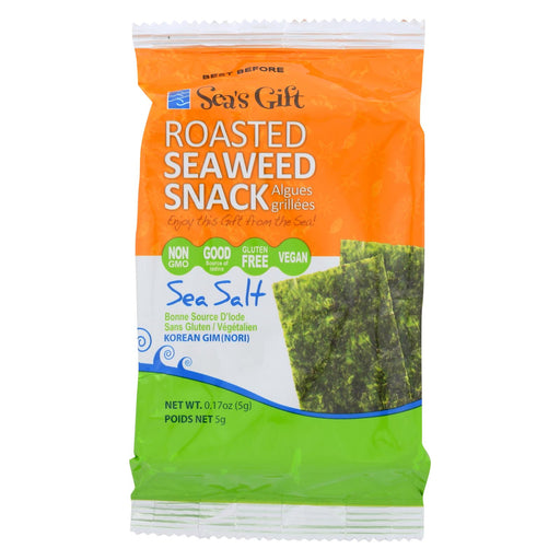 Sea's Gift Seaweed Snack - Roasted And Sea Salt - Case Of 24 - 0.17 Oz.