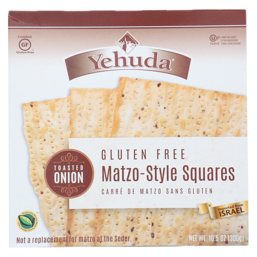 Yehuda Matzo Squares - Toasted Onion - Gluten Free - Case Of 12 - 10.5 Oz
