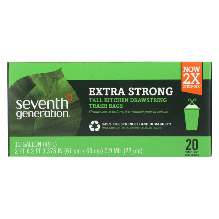 Seventh Generation Extra Strong Tall Kitchen Trash Bags - 13 Gallon - Case Of 12 - 20 Count