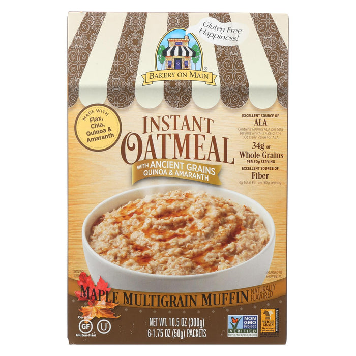 Bakery On Main Instant Oatmeal - Maple Flavor - Case Of 6 - 10.5 Oz.