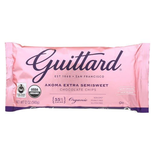 Guittard Chocolate Chips - Akoma Extra Semi Sweet - Case Of 12 - 12 Oz.