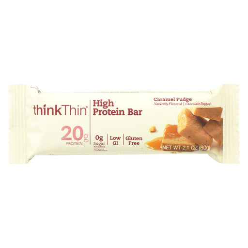Think Products Thinkthin High Protein Bar - Caramel Fudge - 2.1 Oz - Case Of 10