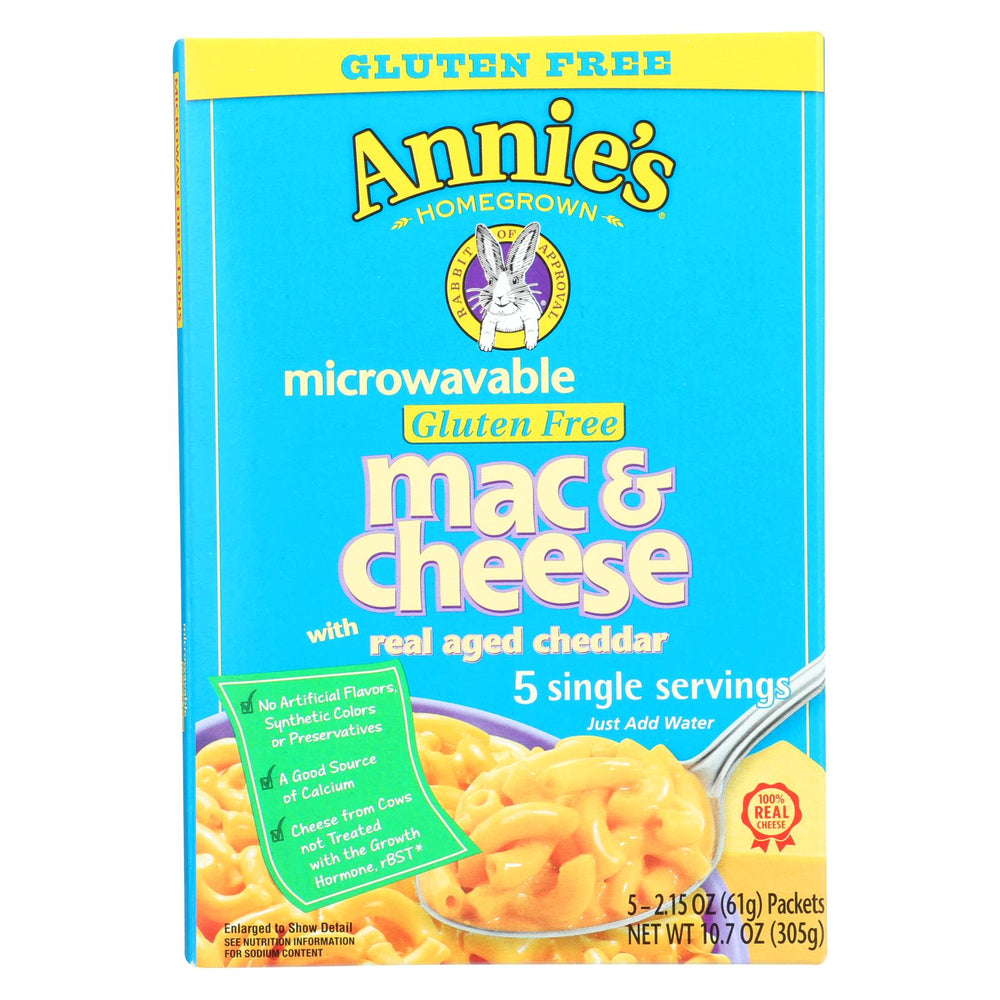 Annie's Homegrown Gluten Free Microwavable Mac And Cheese With Real Aged Cheddar - Case Of 6 - 10.7 Oz.