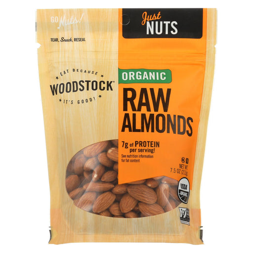 Woodstock Organic Almonds - Raw - Case Of 8 - 7.5 Oz.