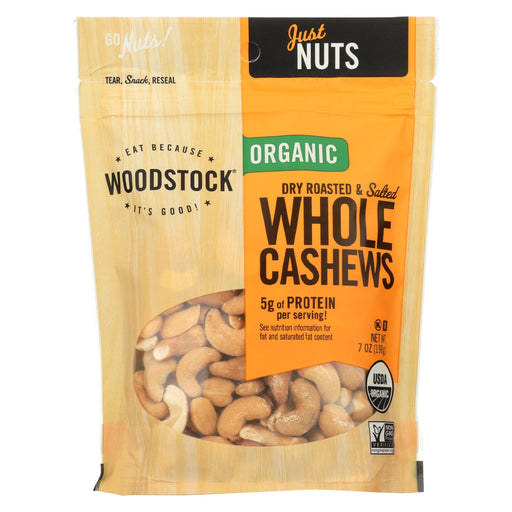 Woodstock Organic Cashews - Roasted - Salted - Case Of 8 - 7 Oz.