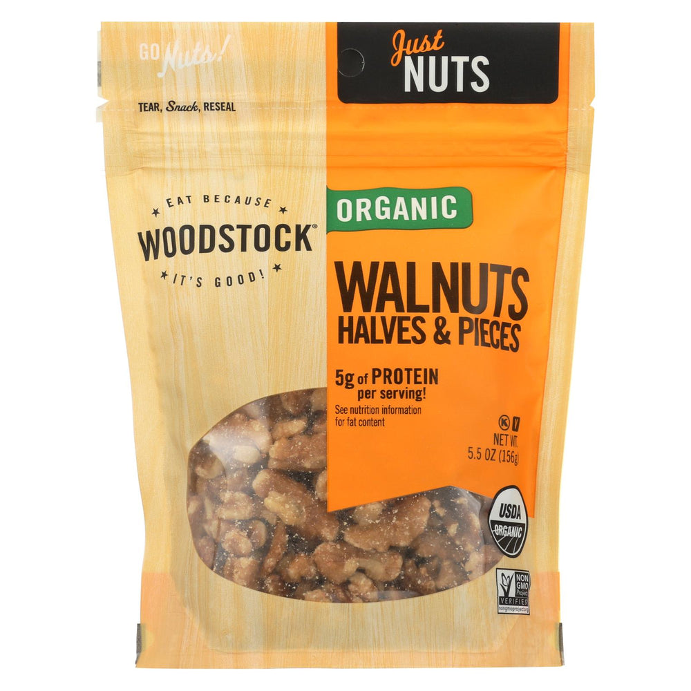 Woodstock Organic Walnuts - Halves & Pieces - Case Of 8 - 5.5 Oz.