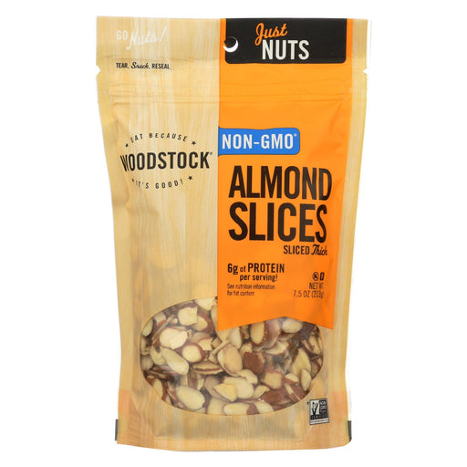 Woodstock Almonds - Thick Sliced - Raw - Case Of 8 - 7.5 Oz.
