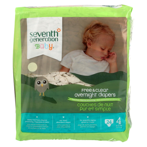 Seventh Generation Free And Clear Overnight Diapers - Stage 4 - Case Of 4 - 24 Count