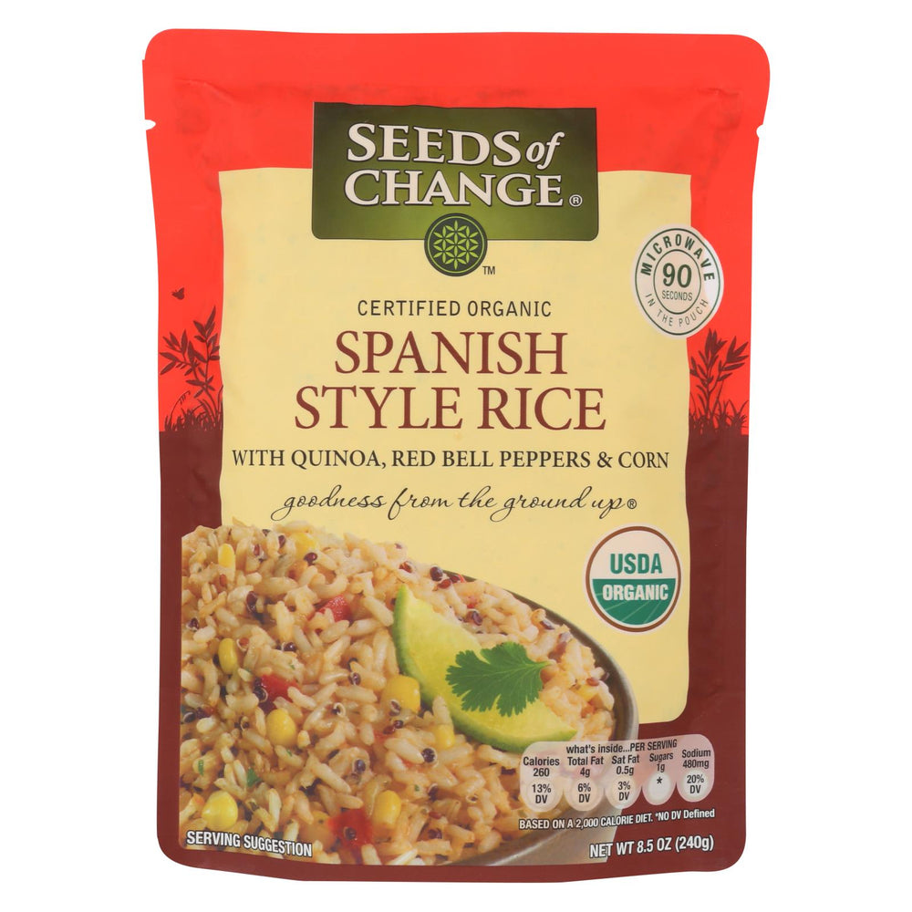 Seeds Of Change Organic Microwavable Spanish Style Rice With Quinoa - Case Of 12 - 8.5 Oz.