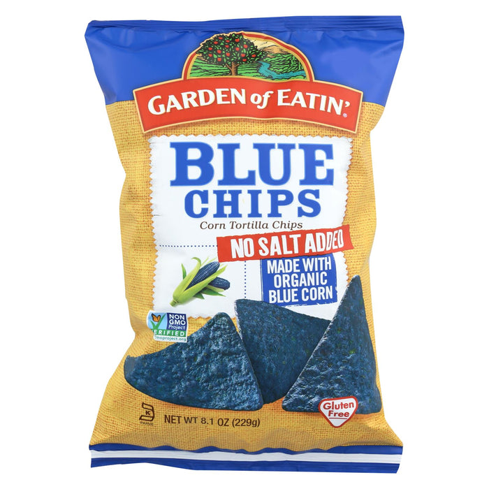 Garden Of Eatin' Blue Corn Tortilla Chips - Unsalted - Case Of 12 - 8.1 Oz.