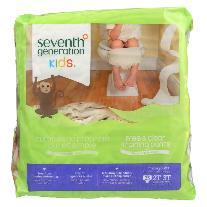Seventh Generation Free And Clear Training Pants - 2t - 3t - Case Of 4 - 25 Count