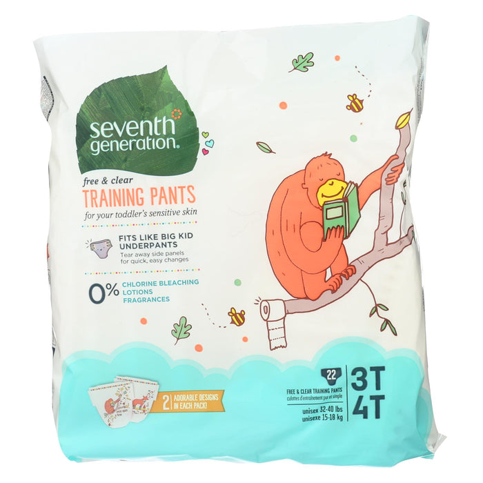 Seventh Generation Free And Clear Training Pants - 3t - 4t - Case Of 4 - 22 Count