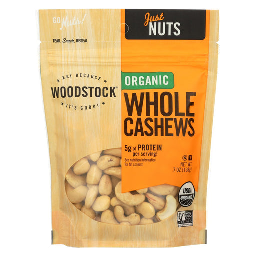 Woodstock Organic Cashews - Whole - Raw - Case Of 8 - 7 Oz.