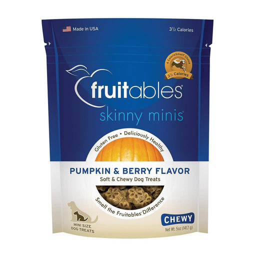 Fruitables Skinny Minis Dog Treats - Pumpkin & Berry Flavor - Case Of 8 - 7 Oz