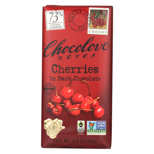 Chocolove Xoxox Premium Chocolate Bar - Organic Dark Chocolate - Fair Trade Cherries - 3.2 Oz Bars - Case Of 12